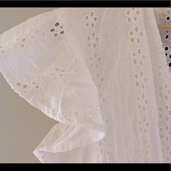 Japna white eyelet short- sleeve wrap top large - Picture 4 of 14